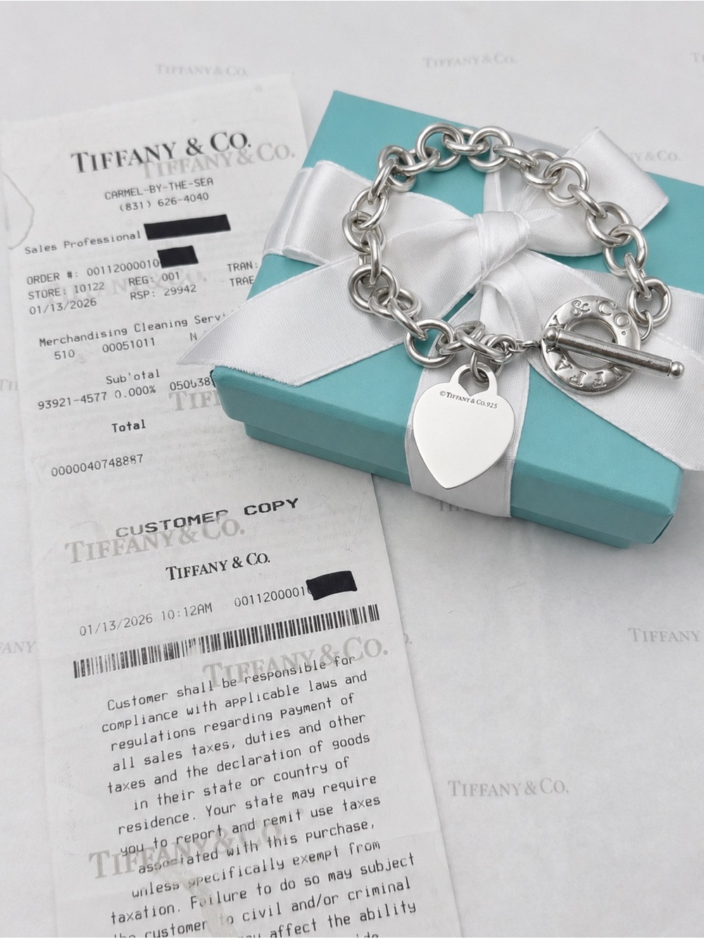 Tiffany & Co. Heart Tag Charm Toggle Bracelet Sterling Silver 925 Gift Box Pouch - Picture 3 of 11